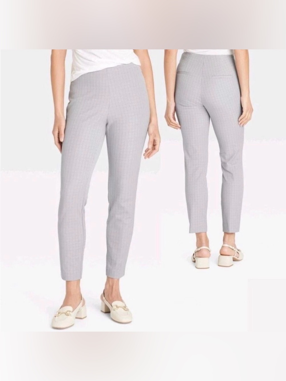 Light gray Plaid Skinny Work Pants
